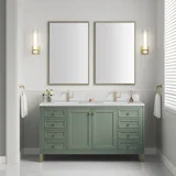 Chicago 60" Double Vanity, Smokey Celadon, w/ Single Hole 3CM White Zeus Silestone® Top & Backsplash