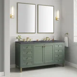 Chicago 60" Double Vanity, Smokey Celadon, w/ 3 CM Charcoal Soapstone Silestone® Top