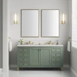 Chicago 60" Double Vanity, Smokey Celadon, w/ 3 CM Eternal Jasmine Pearl Silestone® Top