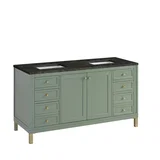 Chicago 60" Double Vanity, Smokey Celadon, w/ 3 CM Phantome Eclos Top