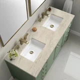 Chicago 60" Double Vanity, Smokey Celadon, w/ 3 CM Tajnar Eclos Top
