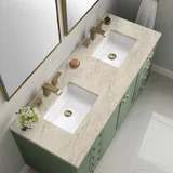Chicago 60" Double Vanity, Smokey Celadon, w/ 3 CM Tajnar Eclos Top