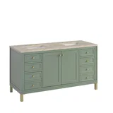 Chicago 60" Double Vanity, Smokey Celadon, w/ 3 CM Tajnar Eclos Top