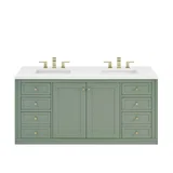 Chicago 60" Double Vanity, Smokey Celadon, w/ 3 CM White Zeus Silestone® Top