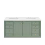 Chicago 60" Double Vanity, Smokey Celadon, w/ 3 CM White Zeus Silestone® Top