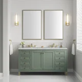 Chicago 60" Double Vanity, Smokey Celadon, w/ 3 CM Ethereal Noctis Silestone® Top w/FreePower Wireless Charger