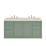 Chicago 60" Double Vanity, Smokey Celadon, w/ 3 CM Siberian Silestone Top w/FreePower Wireless Charger