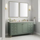 Chicago 60" Double Vanity, Smokey Celadon, w/ 3 CM Siberian Silestone Top w/FreePower Wireless Charger