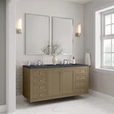 Chicago 60" Double Vanity, Walnut Whisper, w/ 3 CM Charcoal Soapstone Silestone® Top