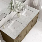 Chicago 60" Double Vanity, Walnut Whisper, w/ 3 CM Eternal Jasmine Pearl Silestone® Top