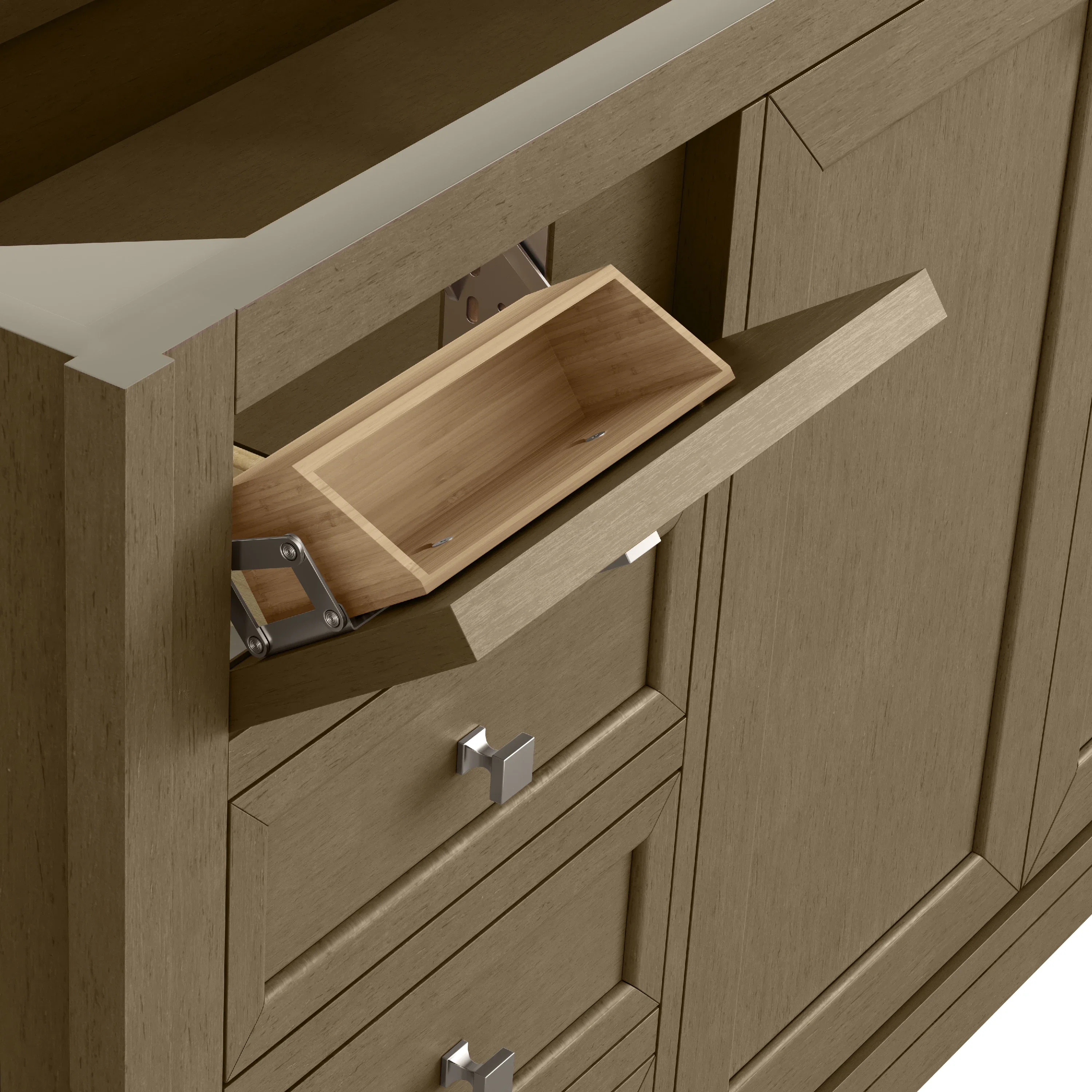 Chicago 60" Double Vanity, Walnut Whisper, w/ 3 CM Lime Delight Silestone® Top