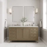 Chicago 60" Double Vanity, Walnut Whisper, w/ 3 CM Lime Delight Silestone® Top