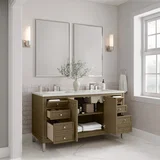Chicago 60" Double Vanity, Walnut Whisper, w/ 3 CM Lime Delight Silestone® Top