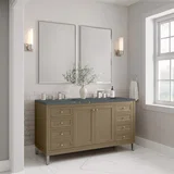 Chicago 60" Double Vanity, Walnut Whisper, w/ 3 CM Parisien Bleu Silestone® Top