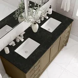 Chicago 60" Double Vanity, Walnut Whisper, w/ 3 CM Phantome Eclos Top