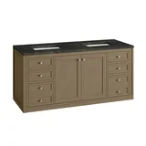 Chicago 60" Double Vanity, Walnut Whisper, w/ 3 CM Phantome Eclos Top