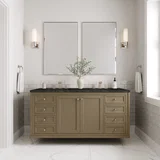 Chicago 60" Double Vanity, Walnut Whisper, w/ 3 CM Phantome Eclos Top