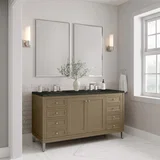 Chicago 60" Double Vanity, Walnut Whisper, w/ 3 CM Phantome Eclos Top