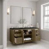 Chicago 60" Double Vanity, Walnut Whisper, w/ 3 CM Phantome Eclos Top