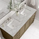 Chicago 60" Double Vanity, Walnut Whisper, w/ 3 CM Victorian Silver Silestone® Top