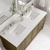 Chicago 60" Double Vanity, Walnut Whisper, w/ 3 CM White Zeus Silestone® Top