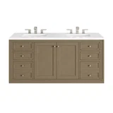 Chicago 60" Double Vanity, Walnut Whisper, w/ 3 CM White Zeus Silestone® Top