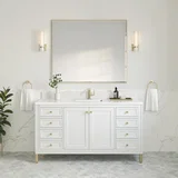 Chicago 60" Single Vanity, Glossy White, w/ Single Hole 3CM White Zeus Silestone® Top & Backsplash