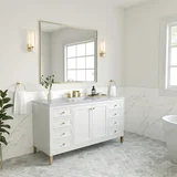 Chicago 60" Single Vanity, Glossy White, w/ 3 CM Carrara Marble Top