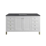Chicago 60" Single Vanity, Glossy White, w/ 3 CM Charcoal Soapstone Silestone® Top