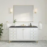 Chicago 60" Single Vanity, Glossy White, w/ 3 CM Charcoal Soapstone Silestone® Top