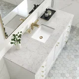 Chicago 60" Single Vanity, Glossy White, w/ 3 CM Eternal Jasmine Pearl Silestone® Top