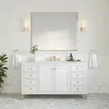 Chicago 60" Single Vanity, Glossy White, w/ 3 CM Ethereal Noctis Silestone® Top