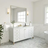 Chicago 60" Single Vanity, Glossy White, w/ 3 CM Ethereal Noctis Silestone® Top