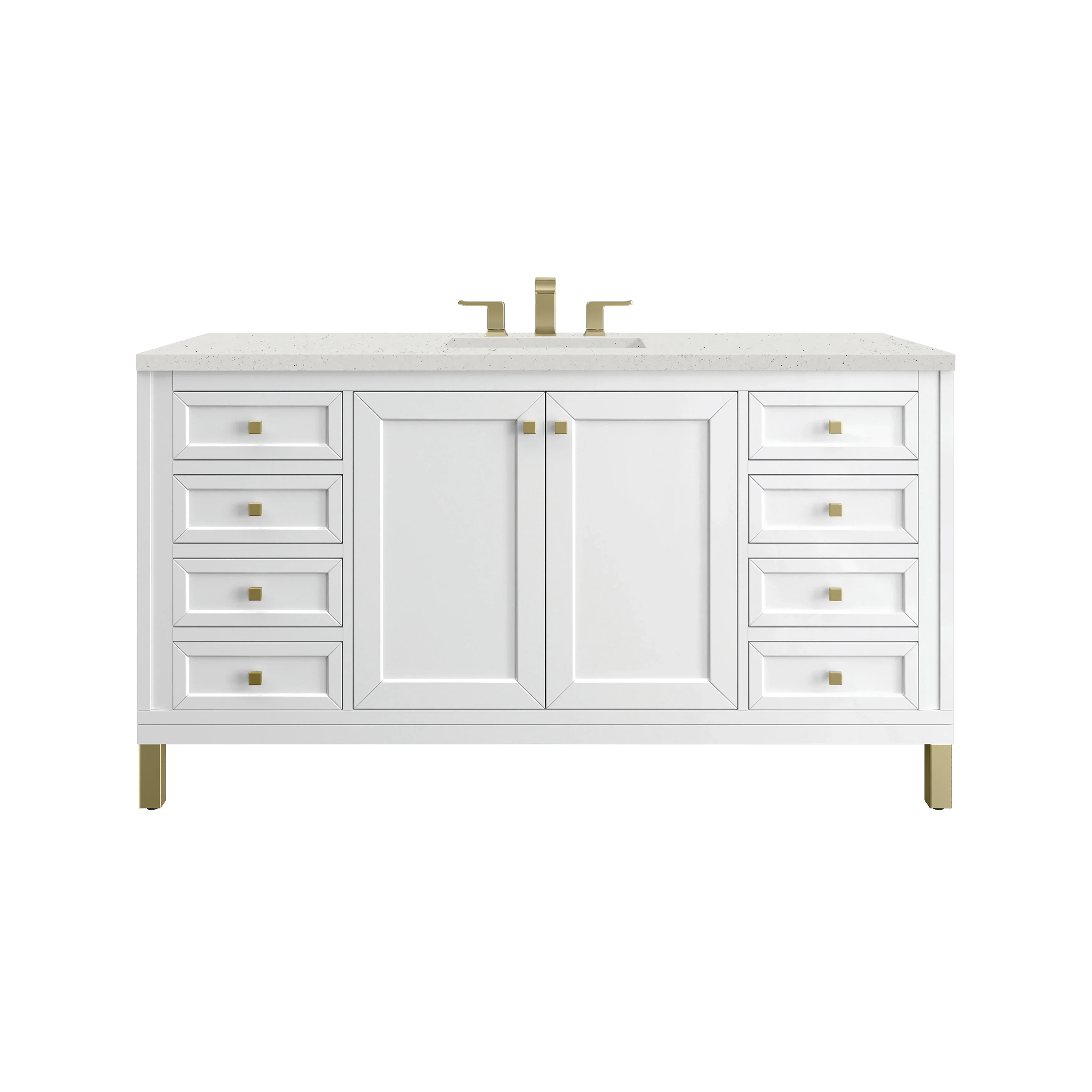 Chicago 60" Single Vanity, Glossy White, w/ 3 CM Lime Delight Silestone® Top