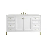 Chicago 60" Single Vanity, Glossy White, w/ 3 CM Lime Delight Silestone® Top