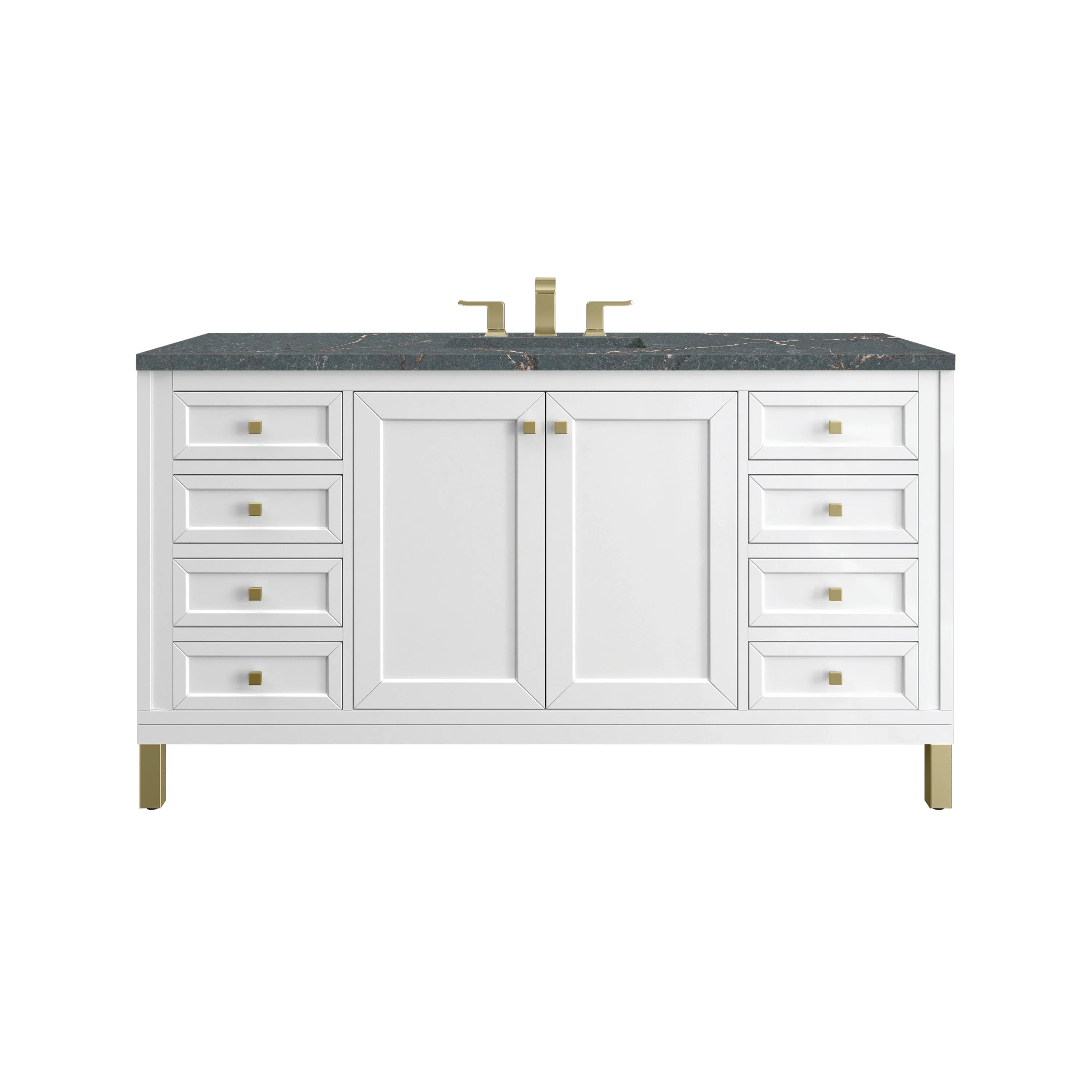 Chicago 60" Single Vanity, Glossy White, w/ 3 CM Parisien Bleu Silestone® Top