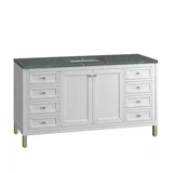 Chicago 60" Single Vanity, Glossy White, w/ 3 CM Parisien Bleu Silestone® Top