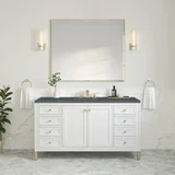 Chicago 60" Single Vanity, Glossy White, w/ 3 CM Parisien Bleu Silestone® Top
