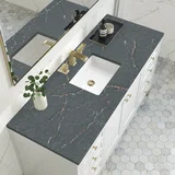Chicago 60" Single Vanity, Glossy White, w/ 3 CM Parisien Bleu Silestone® Top