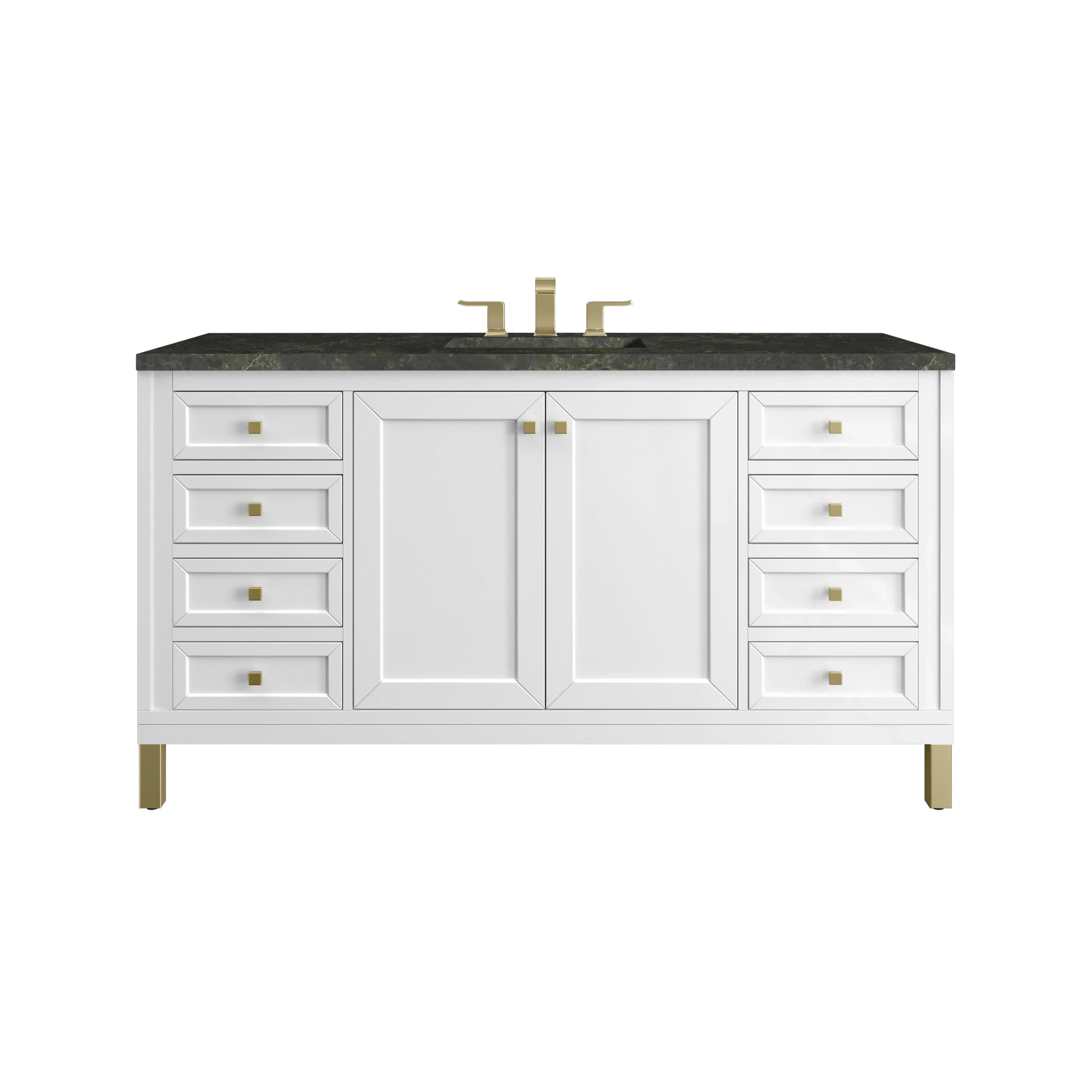 Chicago 60" Single Vanity, Glossy White, w/ 3 CM Phantome Eclos Top
