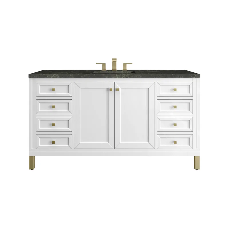 Chicago 60" Single Vanity, Glossy White, w/ 3 CM Phantome Eclos Top