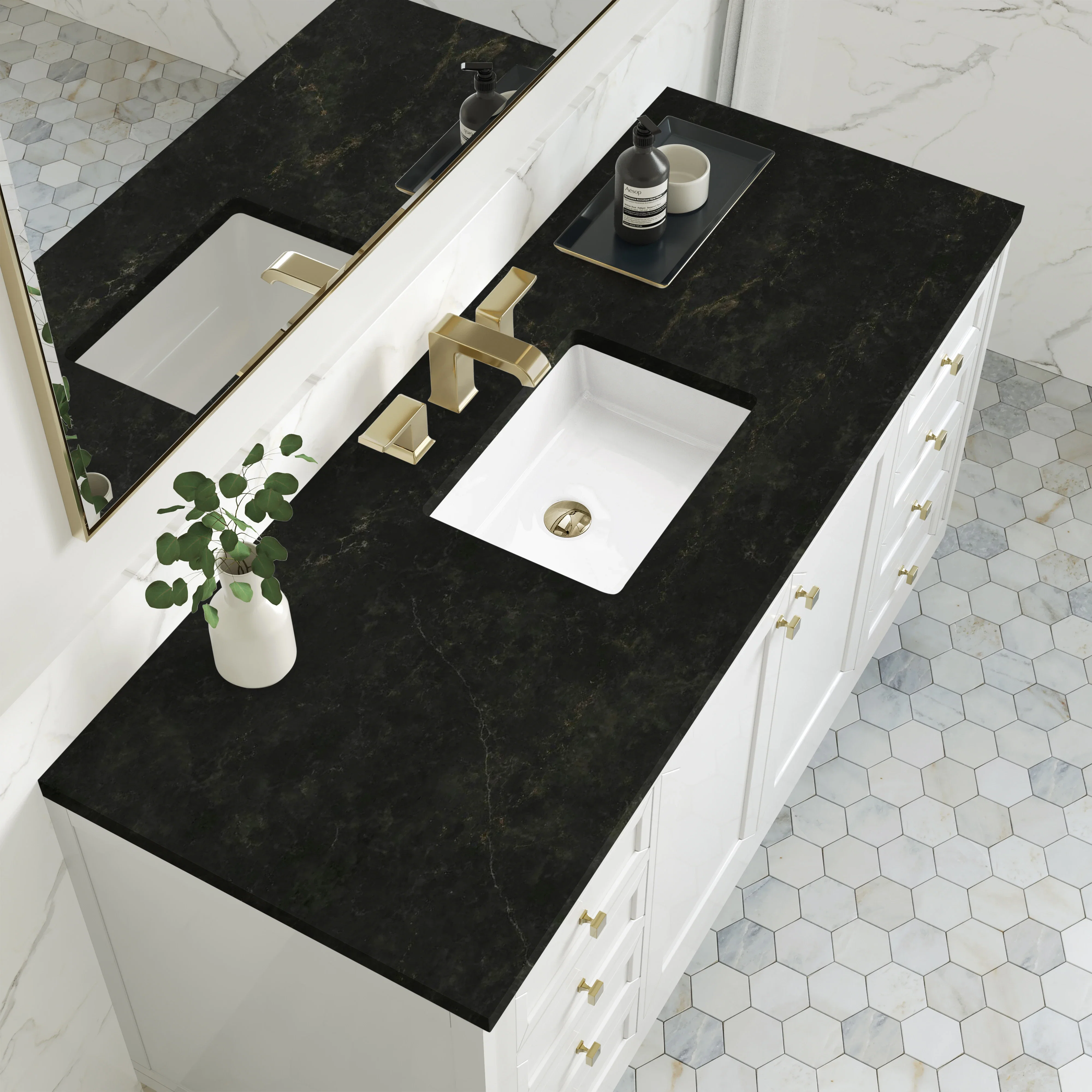 Chicago 60" Single Vanity, Glossy White, w/ 3 CM Phantome Eclos Top