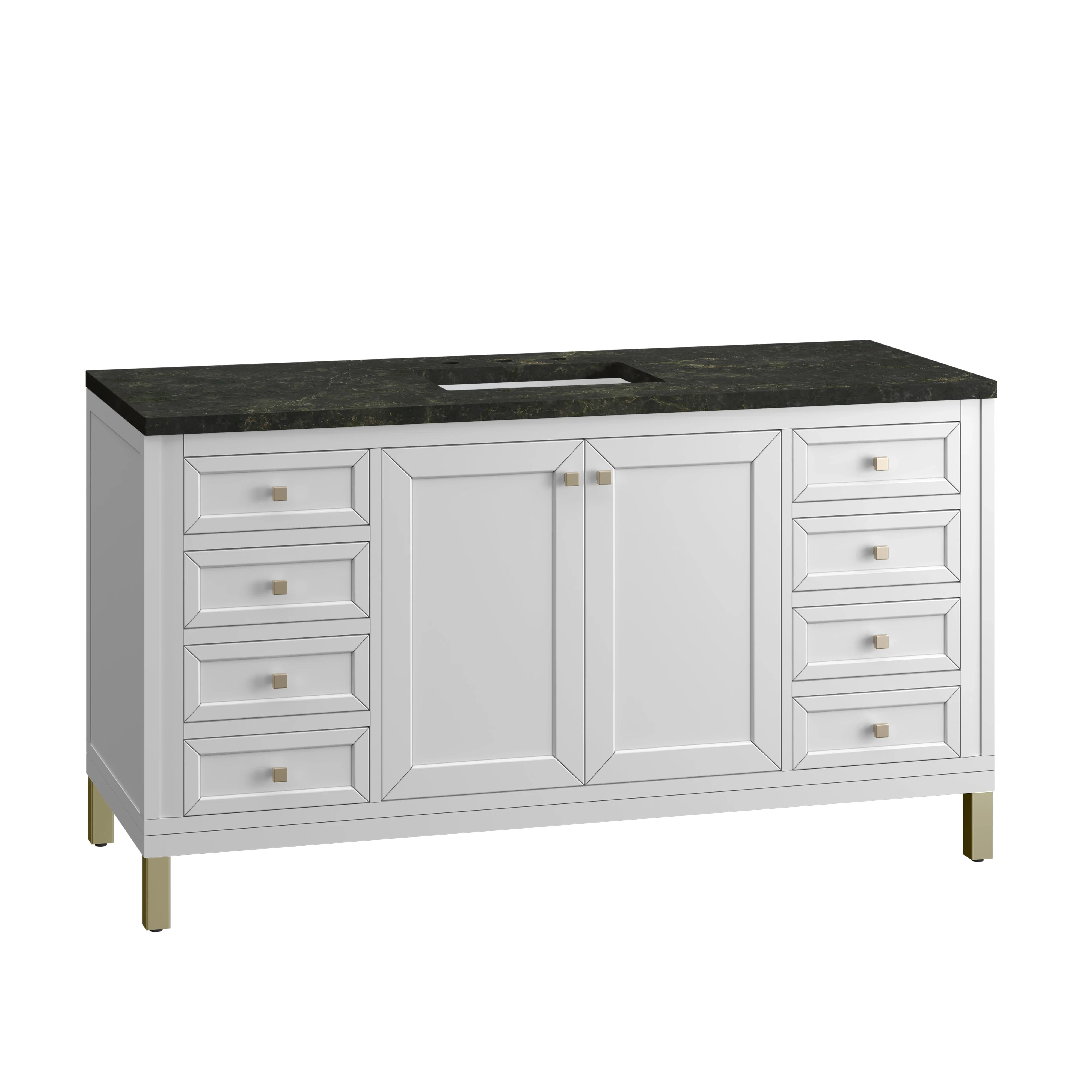 Chicago 60" Single Vanity, Glossy White, w/ 3 CM Phantome Eclos Top