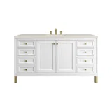 Chicago 60" Single Vanity, Glossy White, w/ 3 CM Siberian Silestone Top