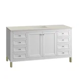 Chicago 60" Single Vanity, Glossy White, w/ 3 CM Siberian Silestone Top
