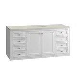 Chicago 60" Single Vanity, Glossy White, w/ 3 CM Siberian Silestone Top