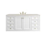 Chicago 60" Single Vanity, Glossy White, w/ 3 CM Siberian Silestone Top