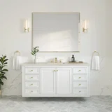 Chicago 60" Single Vanity, Glossy White, w/ 3 CM Siberian Silestone Top