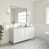 Chicago 60" Single Vanity, Glossy White, w/ 3 CM Siberian Silestone Top