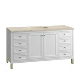 Chicago 60" Single Vanity, Glossy White, w/ 3 CM Tajnar Eclos Top